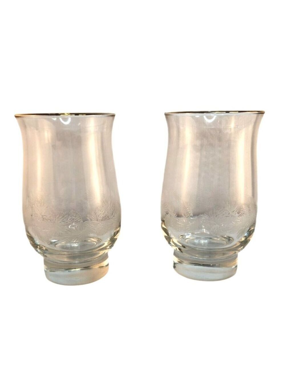 Libbey Frosted Pine Cone Gold Rim Holiday Glasses 2 Pc Arby’s Christmas Drinkwar